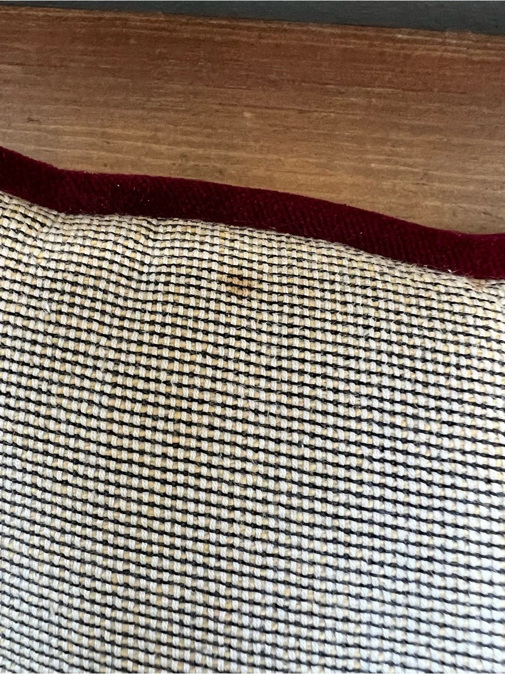 BEST FRIENDS Beige and Burgundy Needlepoint Decorative Pillow